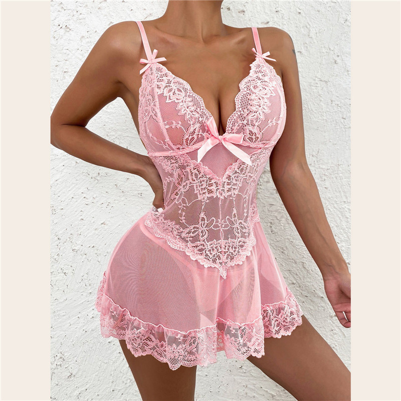 Sheer Mesh Bra - Lencería Erótica para Mujer, Vestido Babydoll
