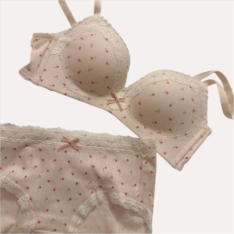 Cotton Bra Everyday - Conjunto de sujetador floral de encaje